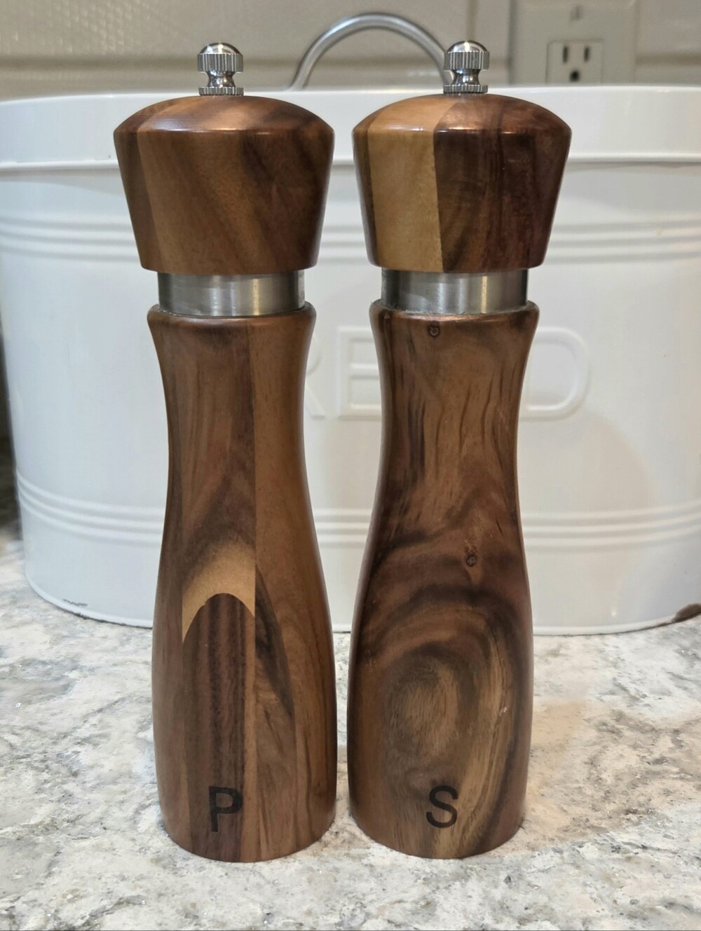1 Set Gennua Kitchen Acacia Wood Salt and Pepper Grinder Set Working Mills 9in